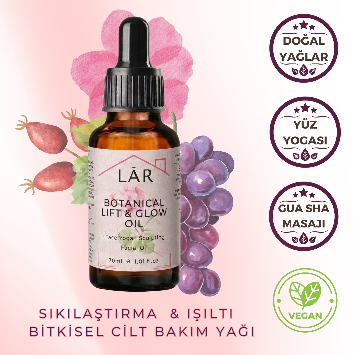 Lar Herbal Botanical Lift & Glow Oil | Yüz Yogası & Gua Sha Yüz Bakım Yağı