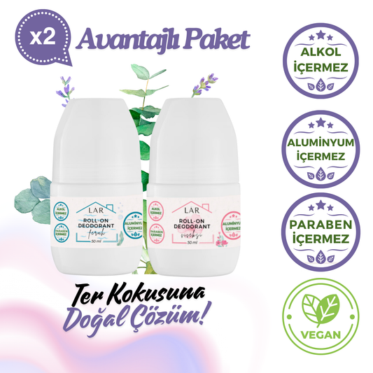 2'li Avantajlı Set - Aluminyumsuz, Alkolsüz, Parabensiz Ferah ve Çiçeksi Roll-on Deodorant Set